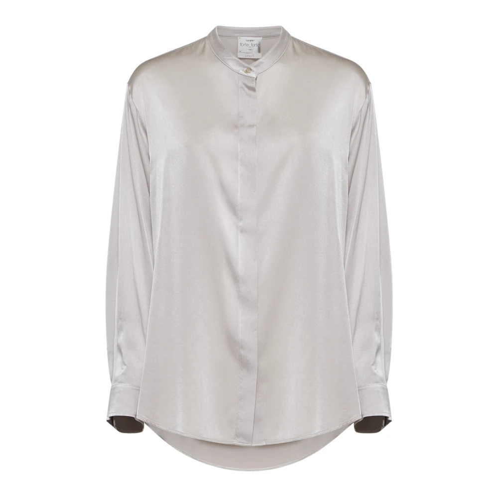 Forte Satijnen Afwerking Hemd Met Kraag Beige Dames