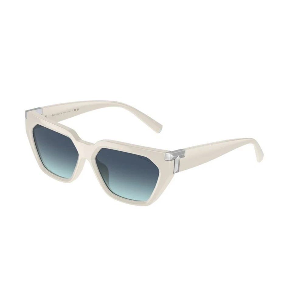 Tiffany Zonnebril met onregelmatige vorm en vrouwelijke details White Dames