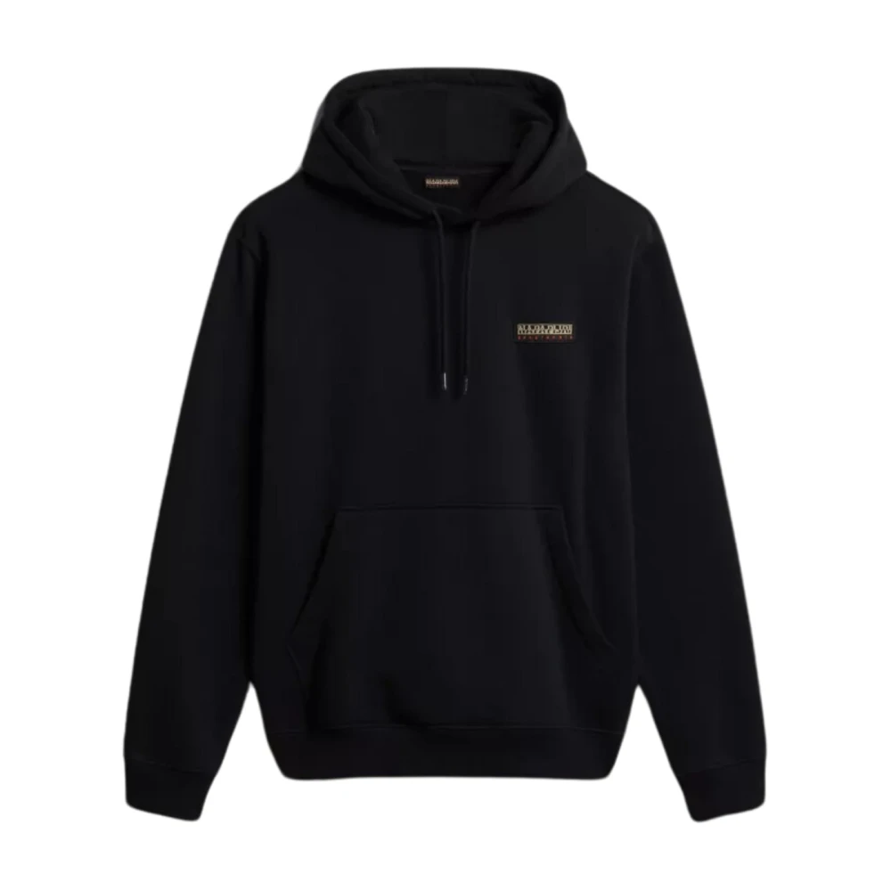 Napapijri Black Cotton Hoodie Brushed Sweatshirt - Male - Hoodies - S - Sweatshirts & Hoodies
