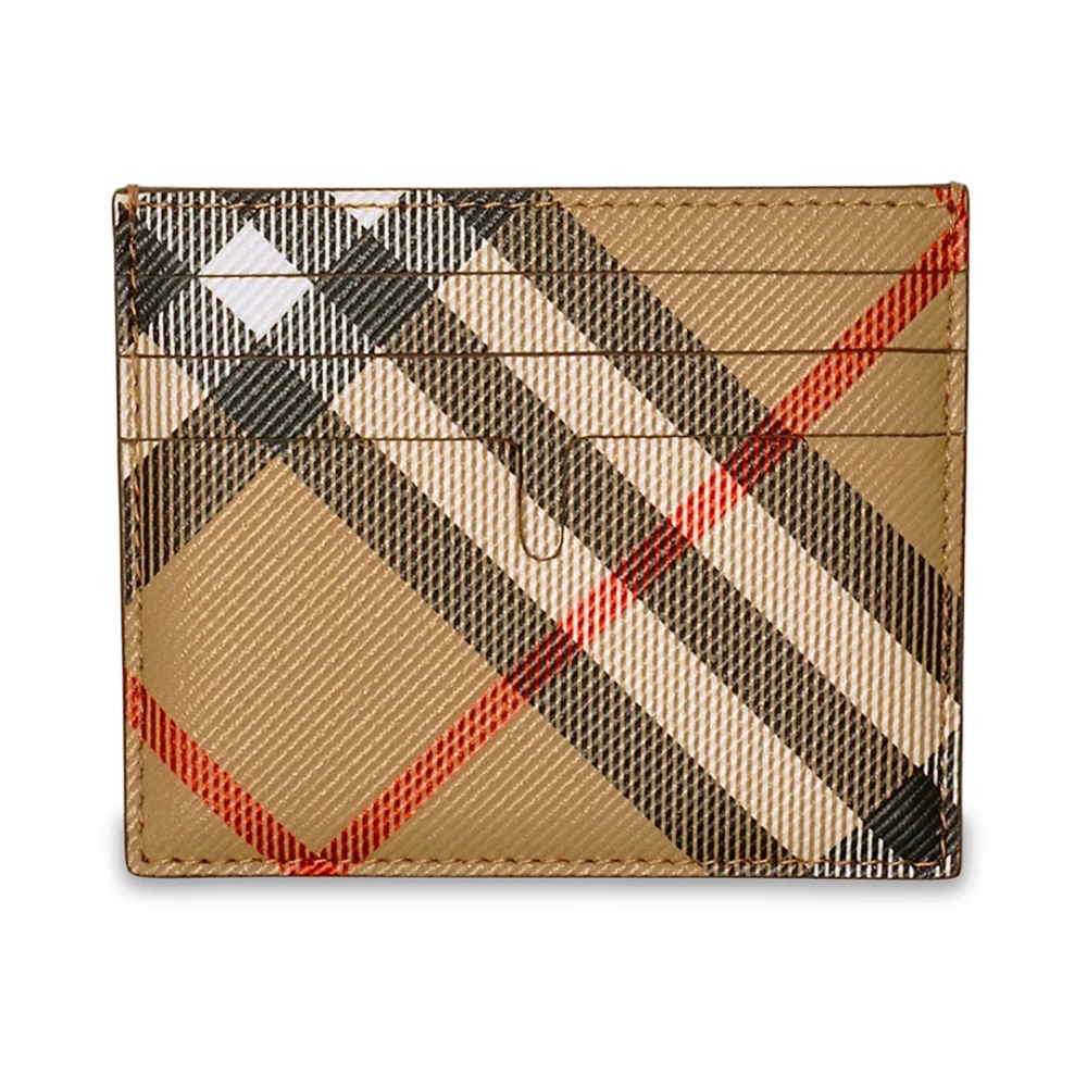 Burberry Beige Rutigt Mönster Plånbok Med Kortplatser