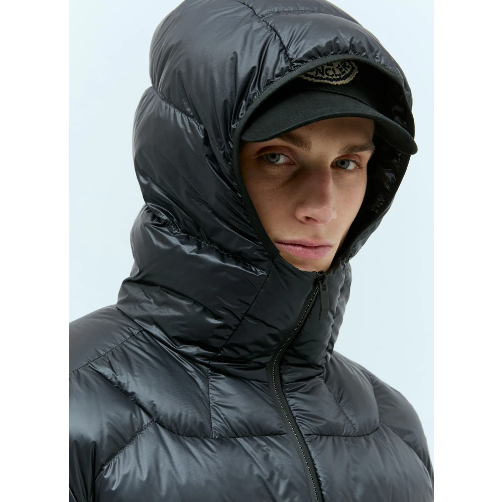 Moncler Matte Finish Donsjas met Capuchon Blue Heren