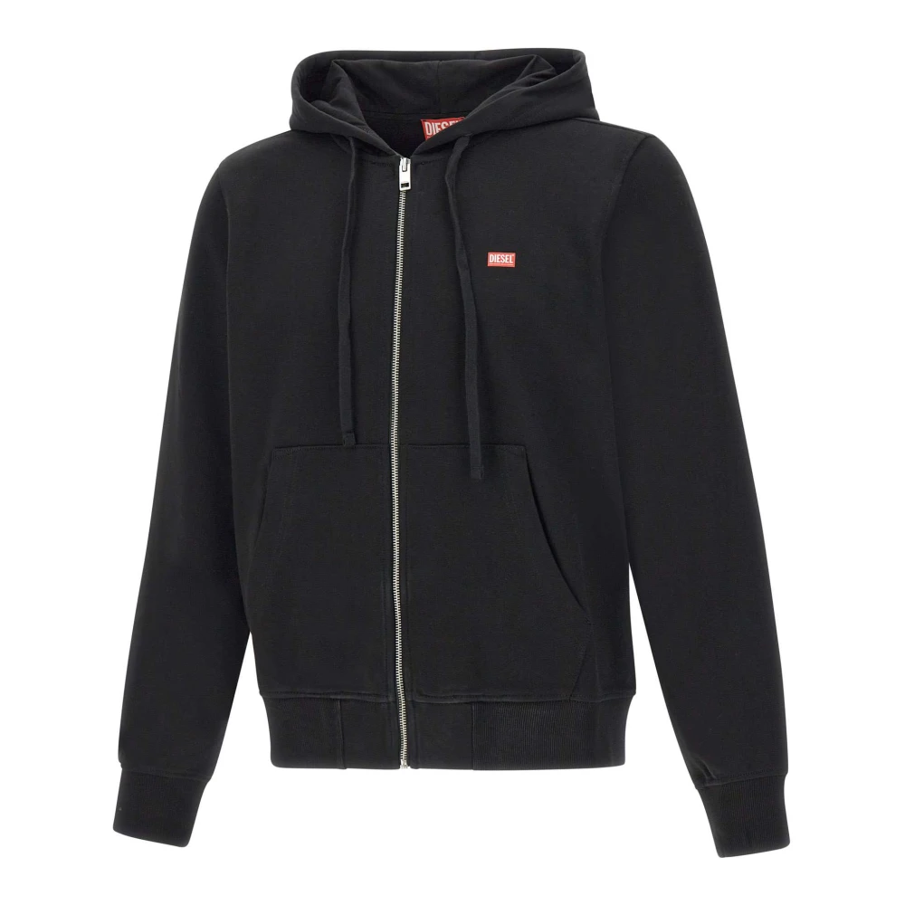 Diesel Zwarte Katoenmix Hoodie Trui Black Heren