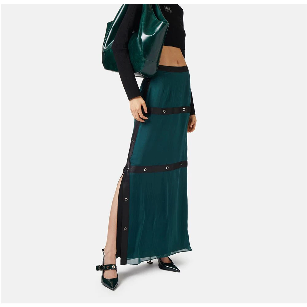Iceberg Zijden chiffon rok met koele wollen details Green Dames