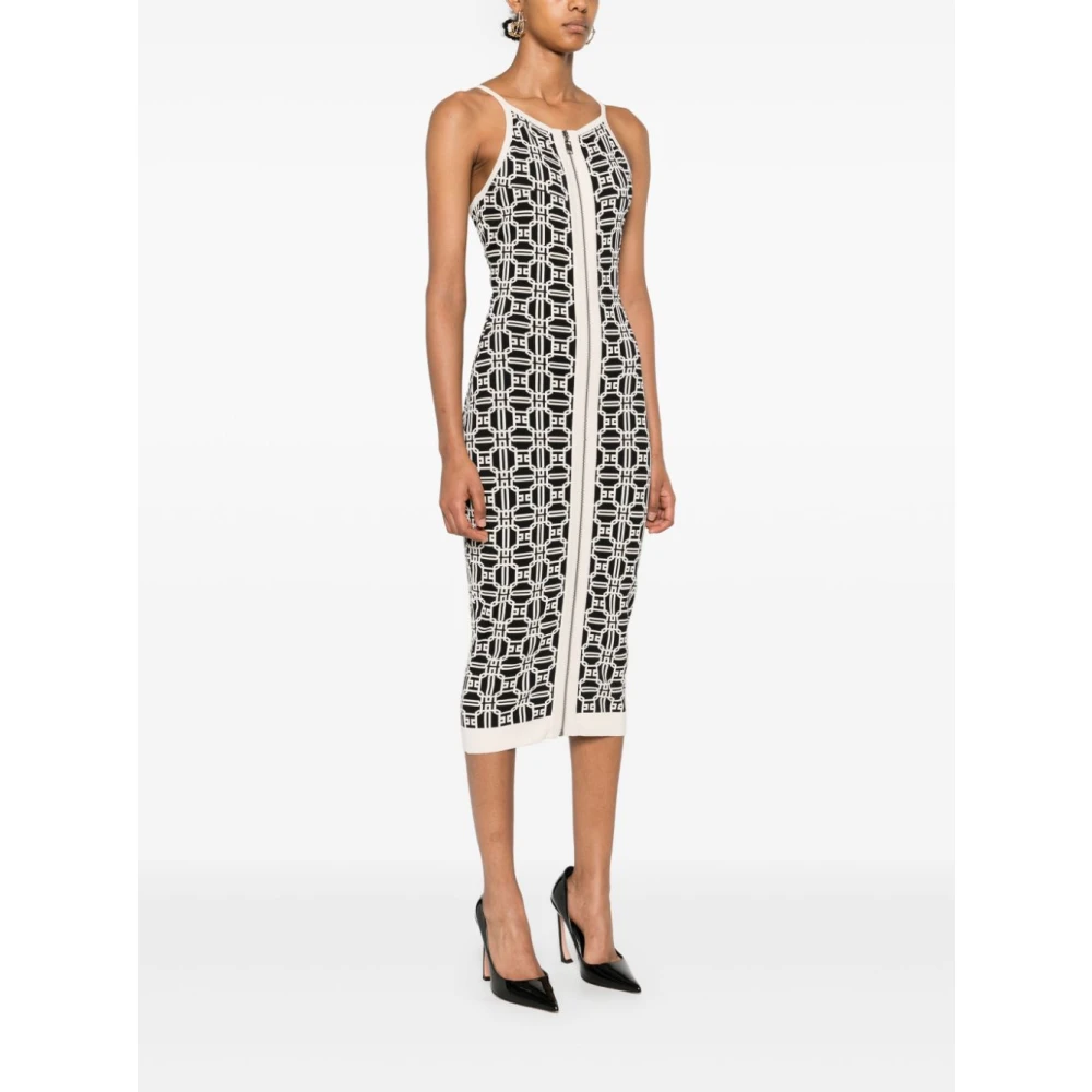 Elisabetta Franchi Elegante Nero E Panna Jurk Aw24 Black Dames
