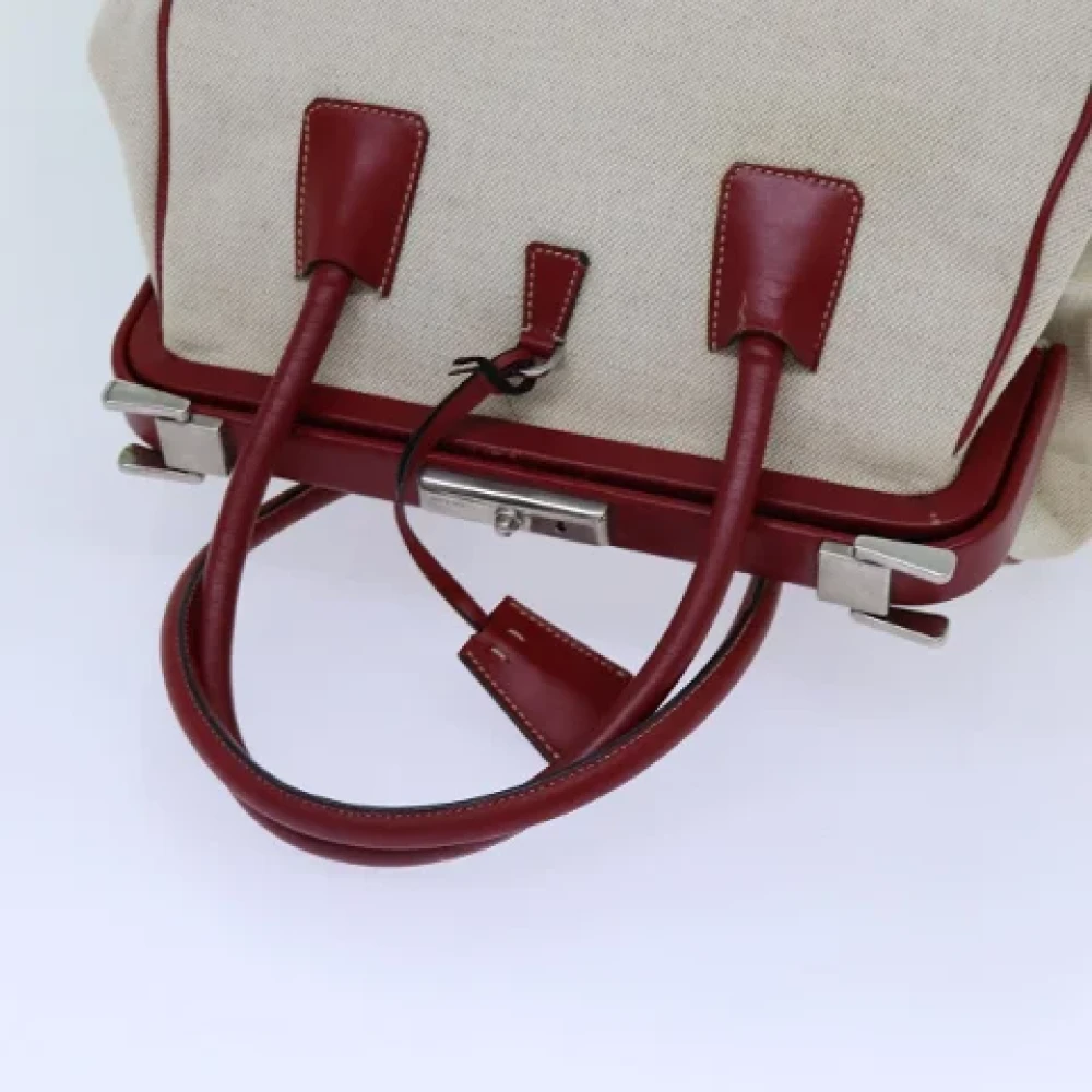 Prada Vintage Pre-owned Canvas handbags Beige Dames