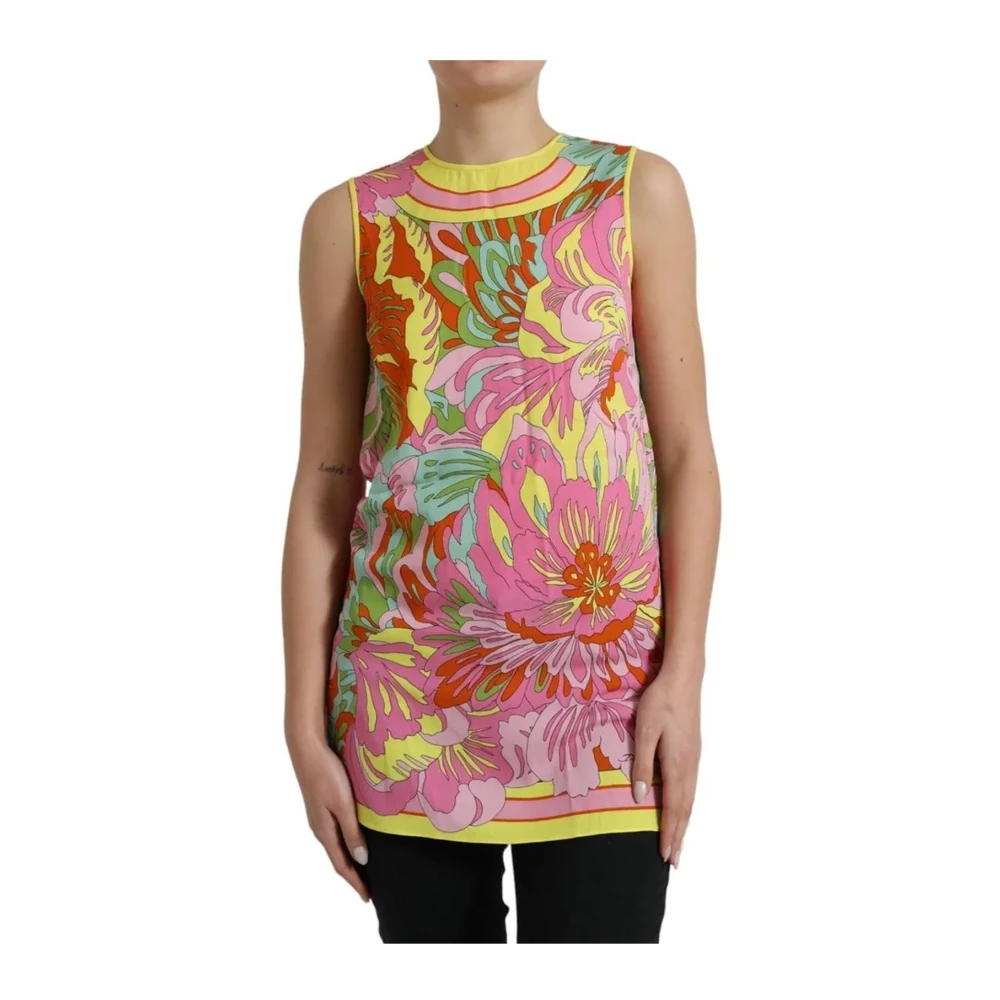 Dolce & Gabbana Bloemen Zijden Tank Top Multicolor Dames