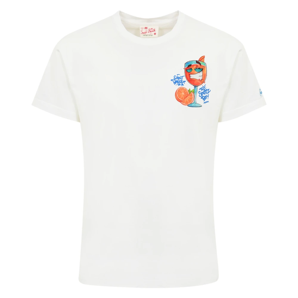 MC2 Saint Barth Spritz Heart Print Cotton T-shirt White Heren