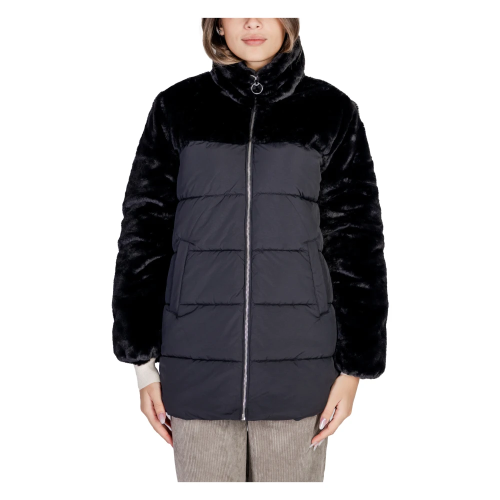 Only Bont Puffer Mix Jas voor Vrouwen Black Dames