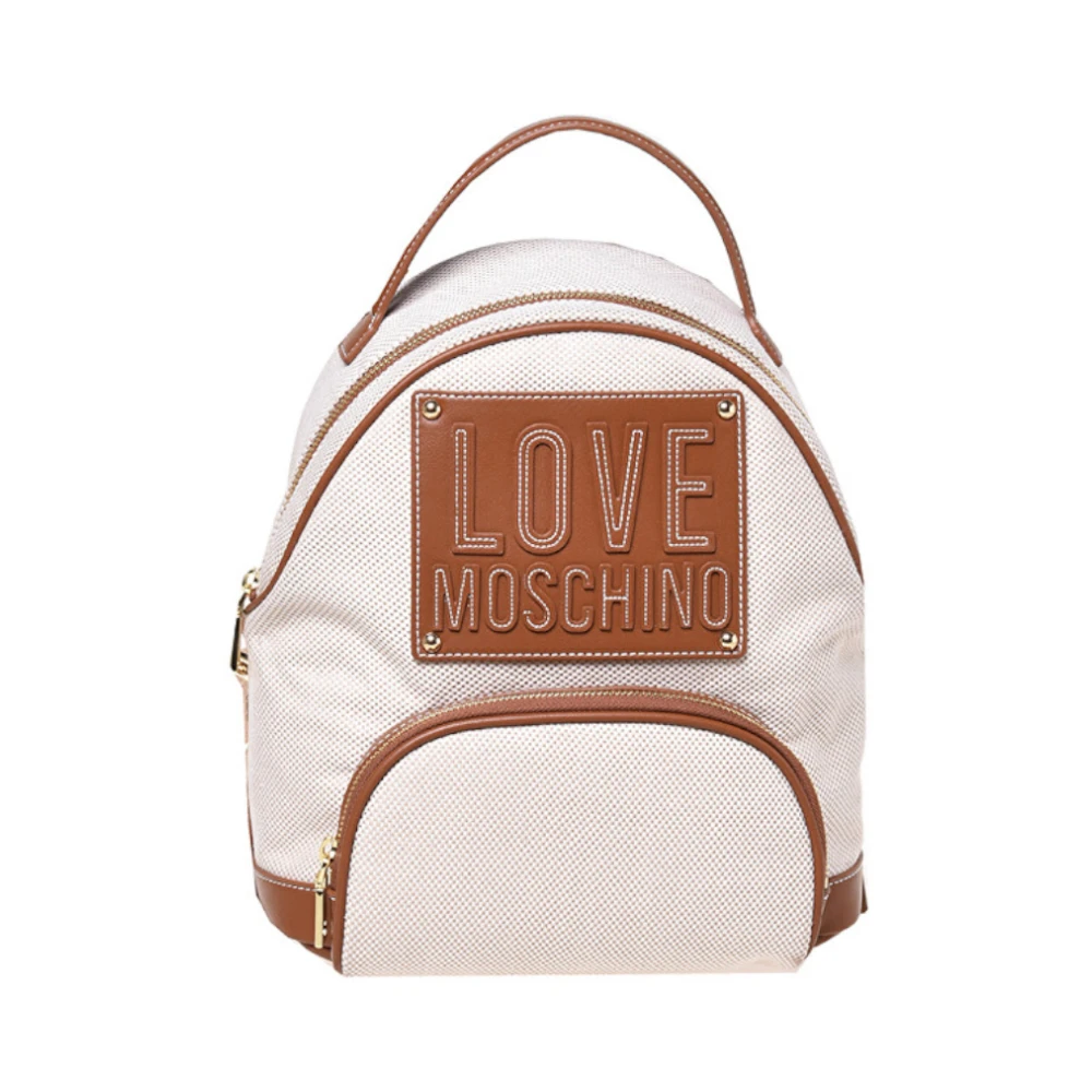 Love Moschino Women's Beige Backpacks, One Size, Canvas Backpack