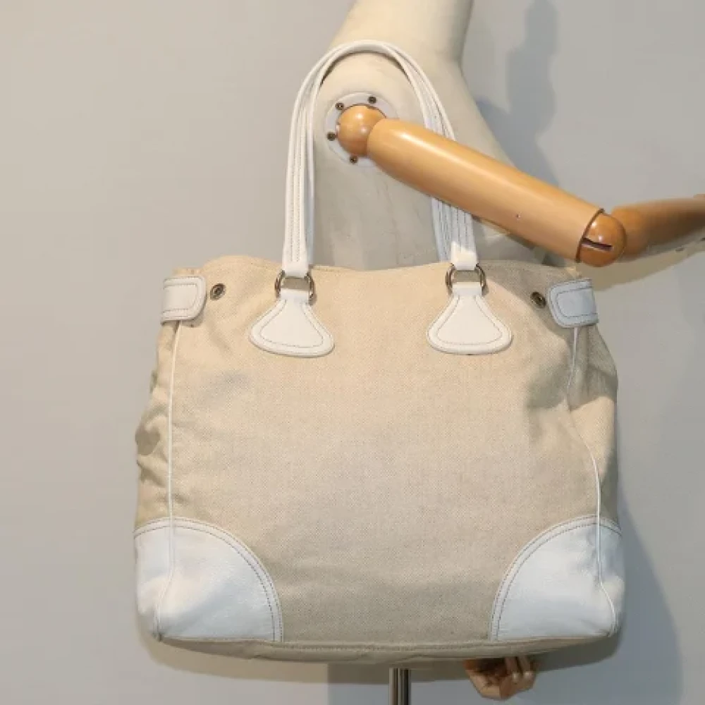 Prada Vintage Pre-owned Canvas prada-bags Beige Dames