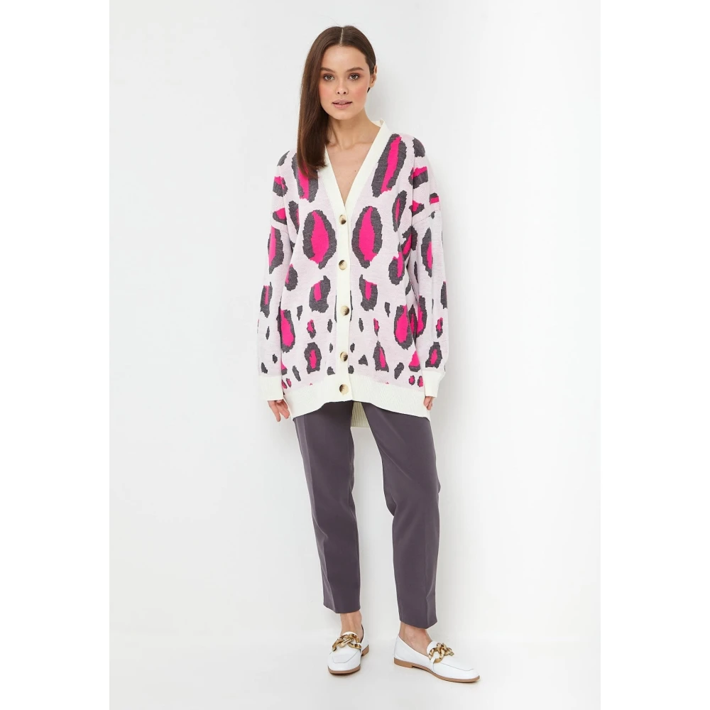 Cesare Gaspari Oversized Cardigan Off White Multicolor Dames