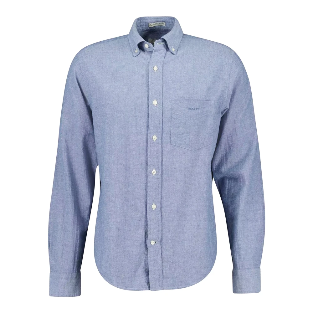 Gant Men's Blue Regular Fit Crepe Cotton Shirt - Casual Shirts - 2XL - Shirts