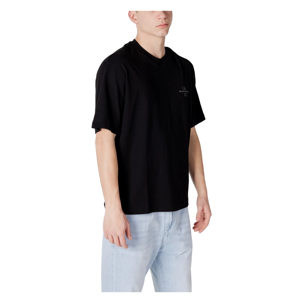 Armani Exchange Zwarte Katoenen T-shirt Ronde Hals Black Heren