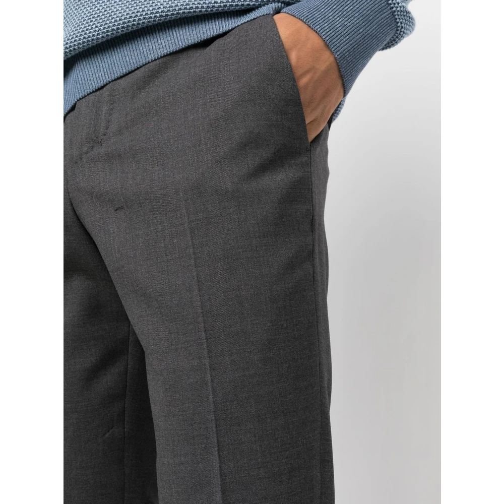 PT Torino Grijze Wol Maatwerk Broek Elastisch Ontwerp Gray Heren