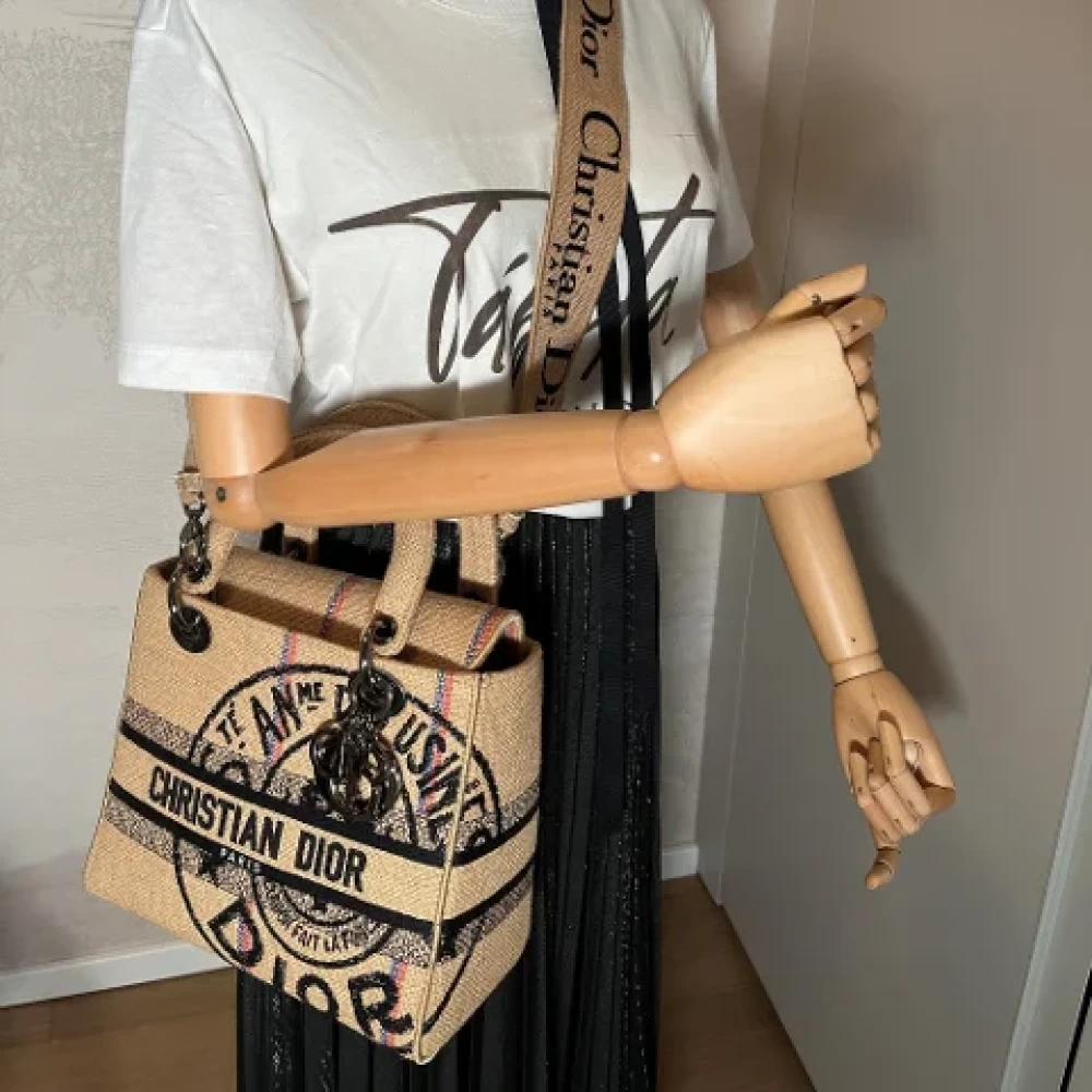 Dior Vintage Pre-owned Canvas handbags Beige Dames