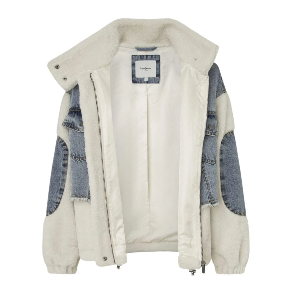Pepe Jeans Hoge Hals Denim Jack Polar Fleece Multicolor Dames