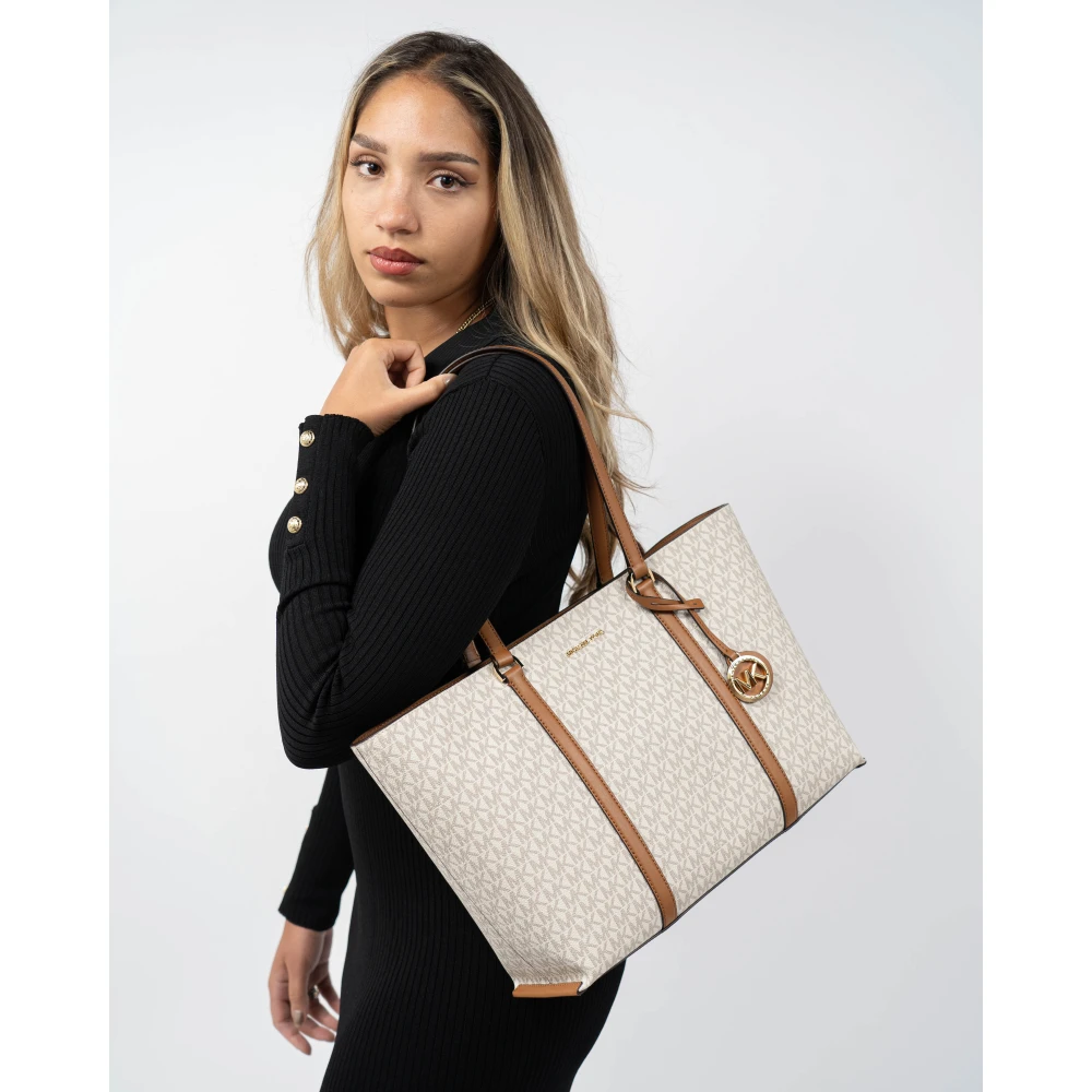 Michael Kors Stijlvolle Grote Schoudertas Beige Dames