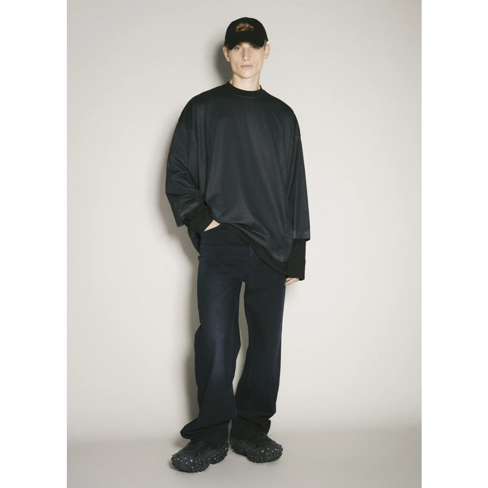 032c Gelaagde Mesh Top met Logopatch Black Heren