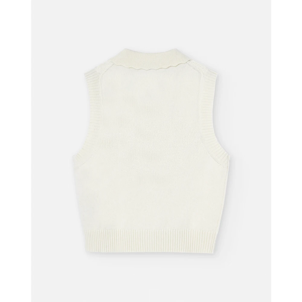 Ganni Grafische Wolmix Kraag Vest White Dames