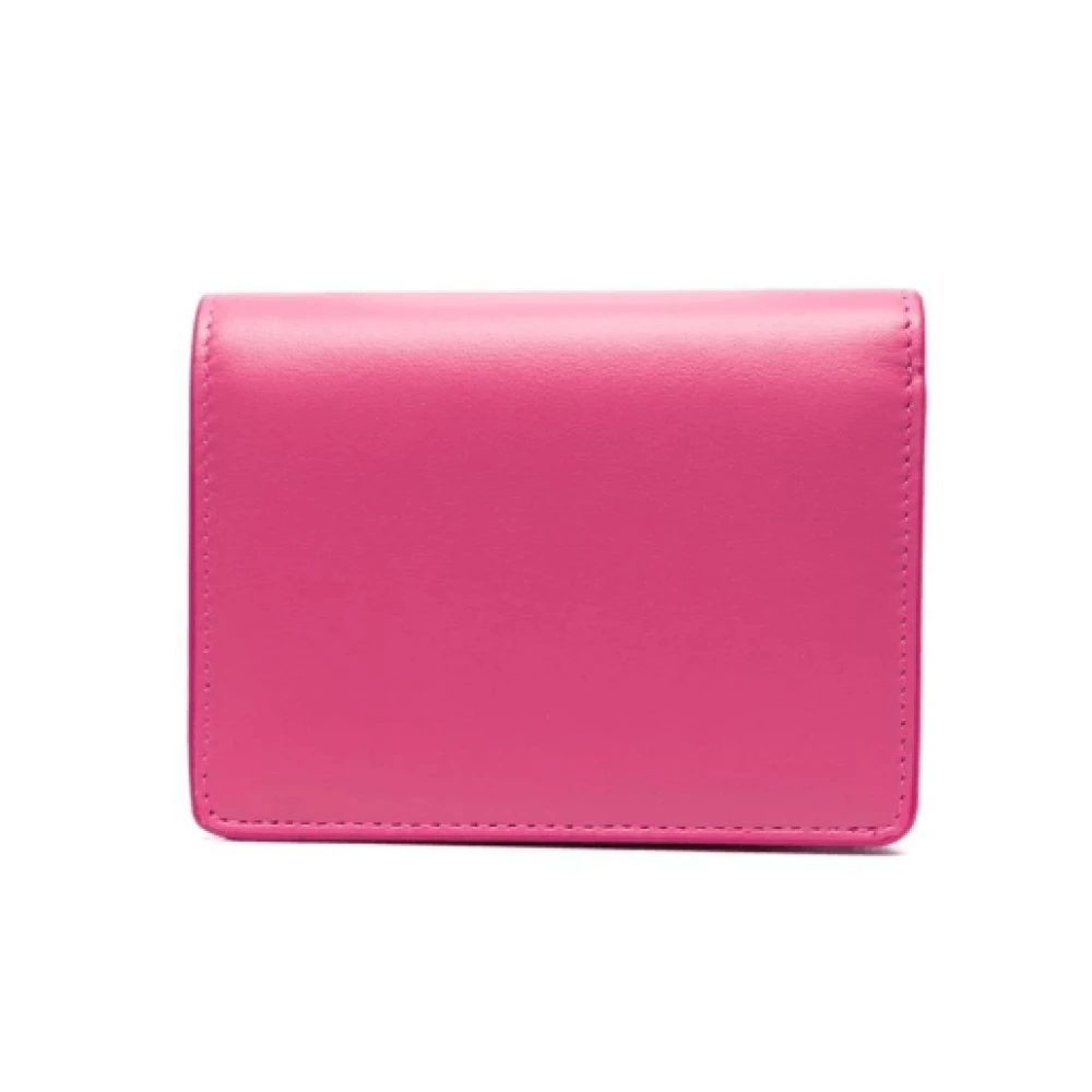 Dolce & Gabbana Fuchsia Roze Leren Portemonnee met Ingelegd Logo Pink Dames
