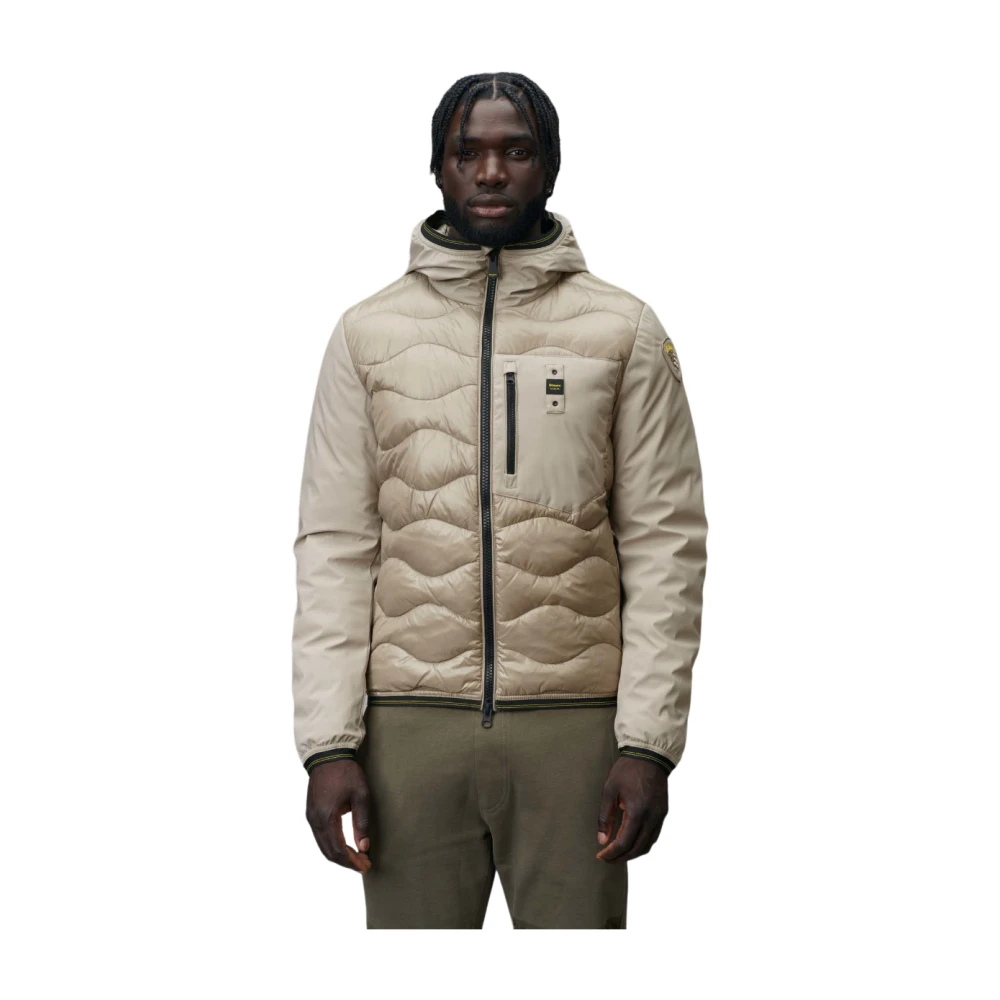 Blauer Monochromatische Waterdichte Pufferjas Beige Heren