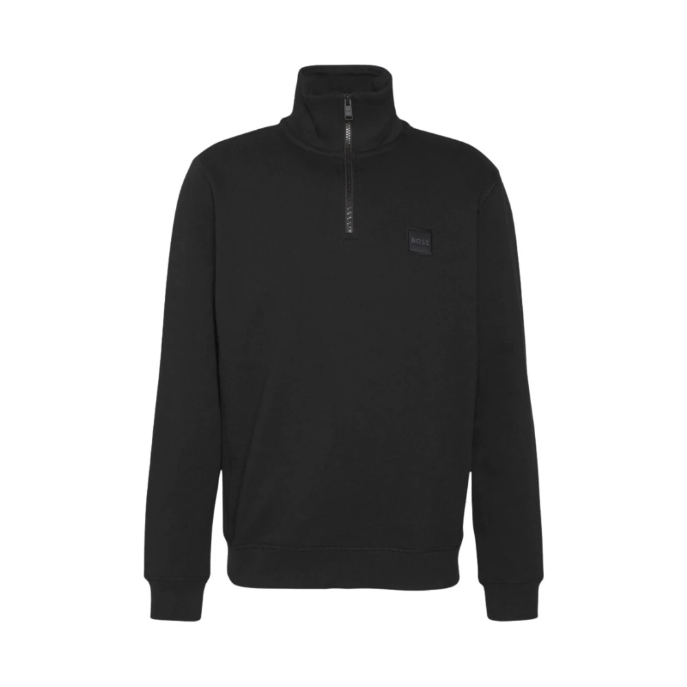 Boss Uomo Nero Zetrust Regular-Fit Logo Quarter Zip Sweatshirt - Immagine 4