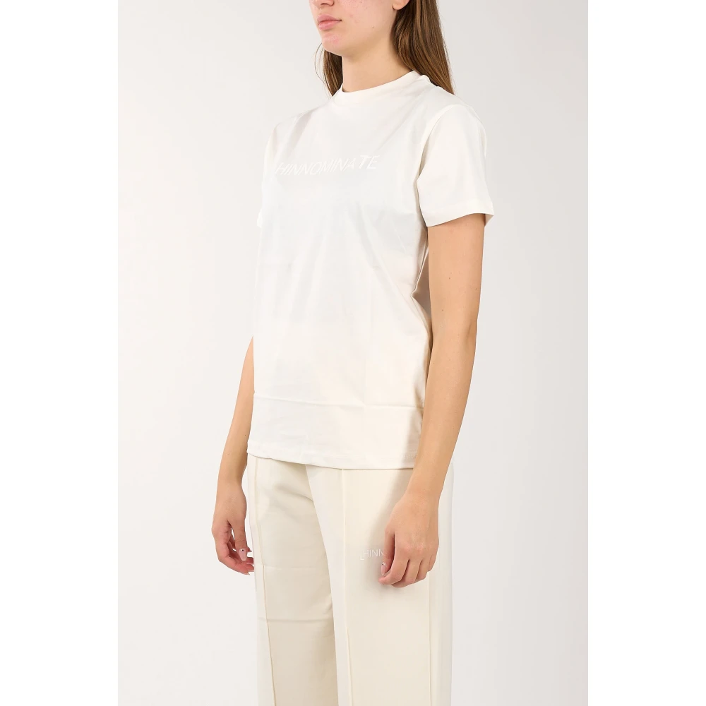 Hinnominate Katoenen Jersey T-shirt met Bedrukt Logo White Dames