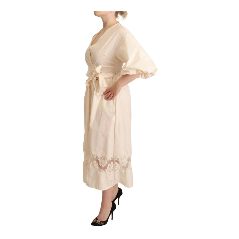 Pink Memories Off White Wrap Maxi Jurk Beige Dames