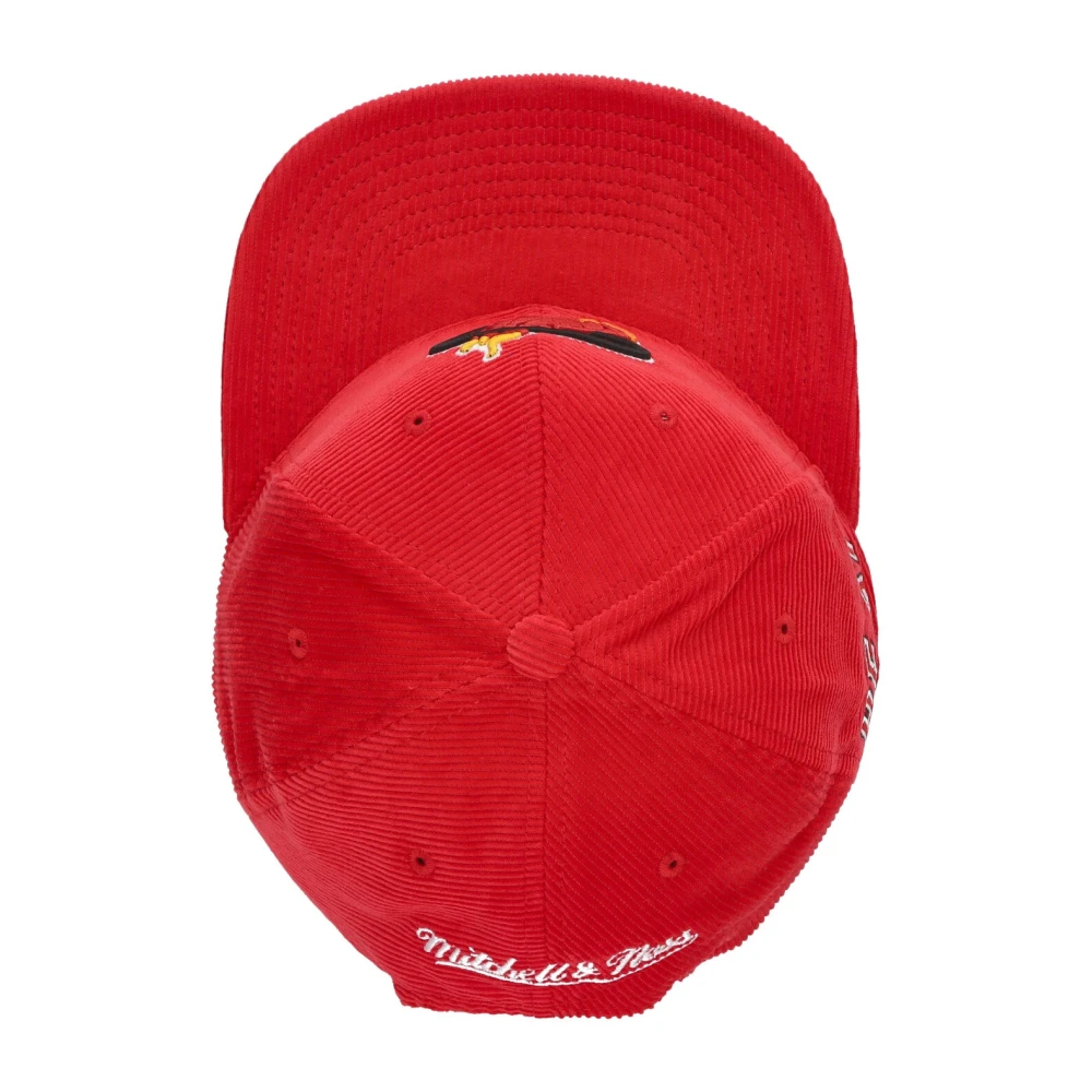 Mitchell & Ness Miami Heat Velvet Flat Brim Cap Red Heren