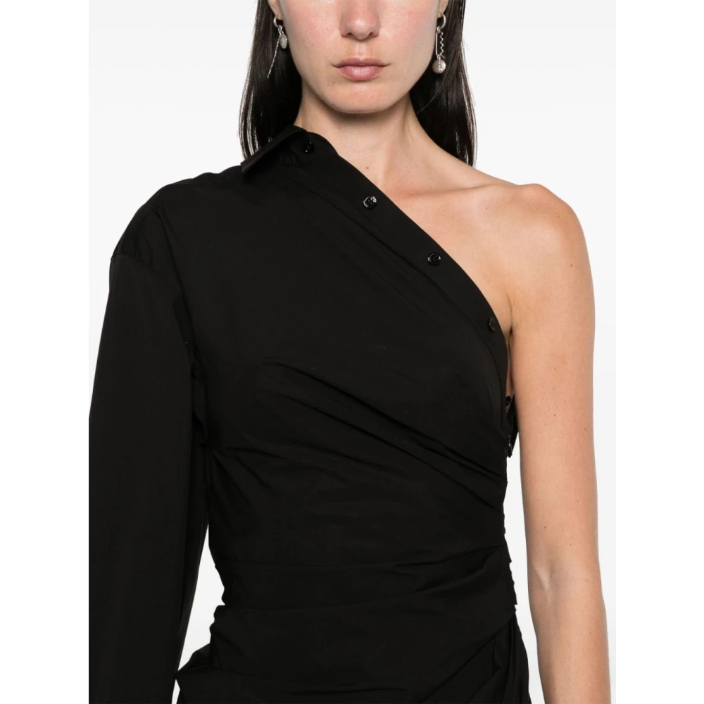 alexander wang Zwarte Asymmetrische Korte Feestjurk Black Dames