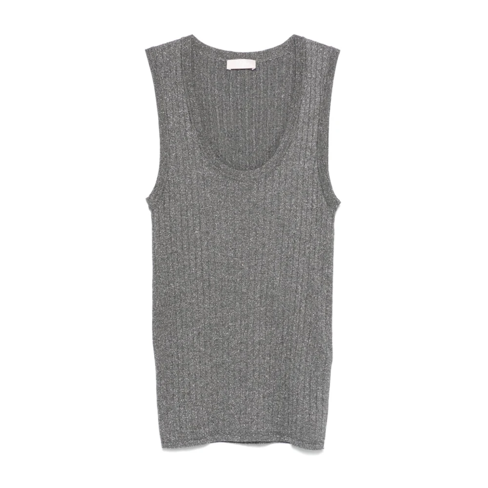 Liu Jo Grijze Gebreide Trui met Lurex Details Gray Dames