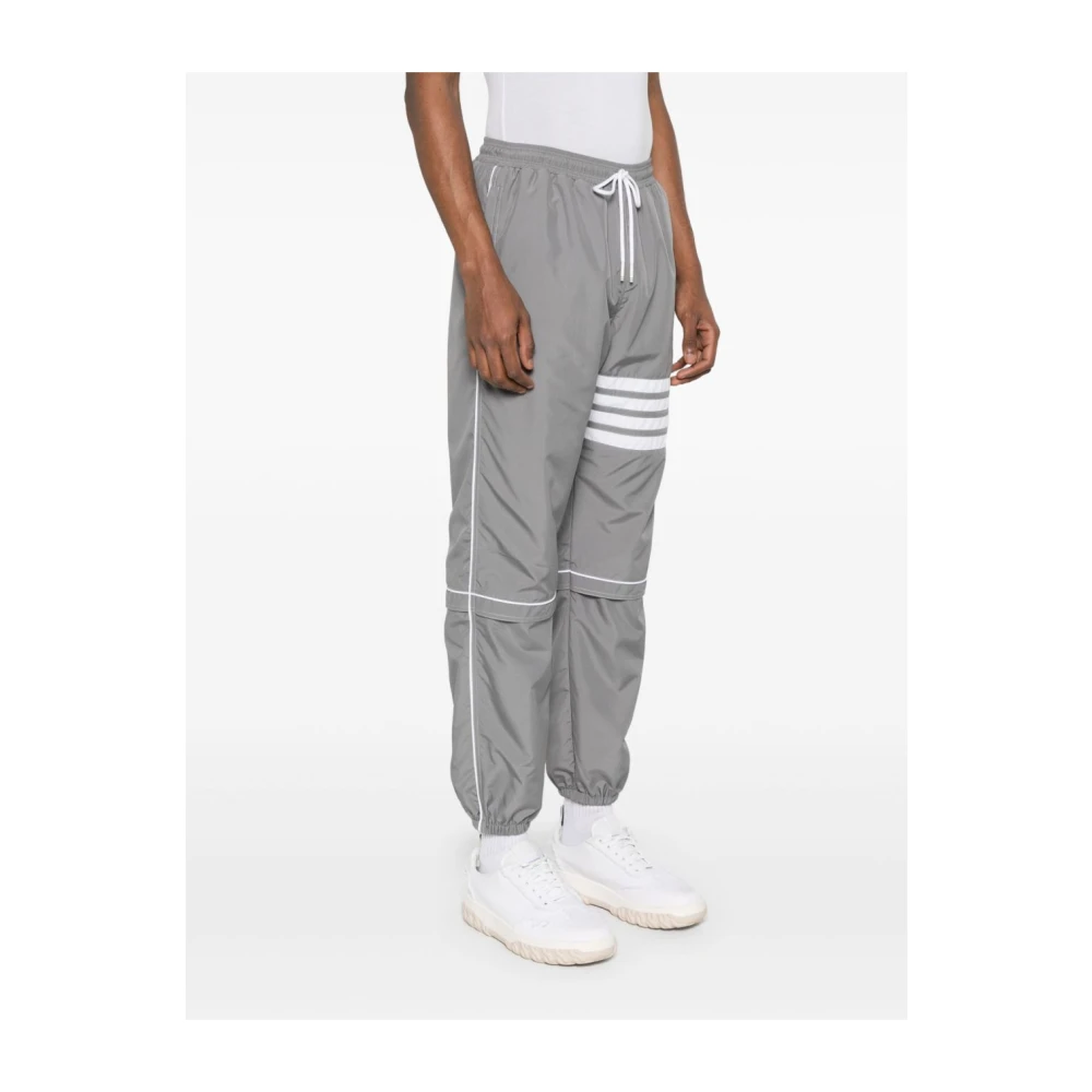 Thom Browne Grijze Straight Broek met 4-Bar Streep Gray Heren