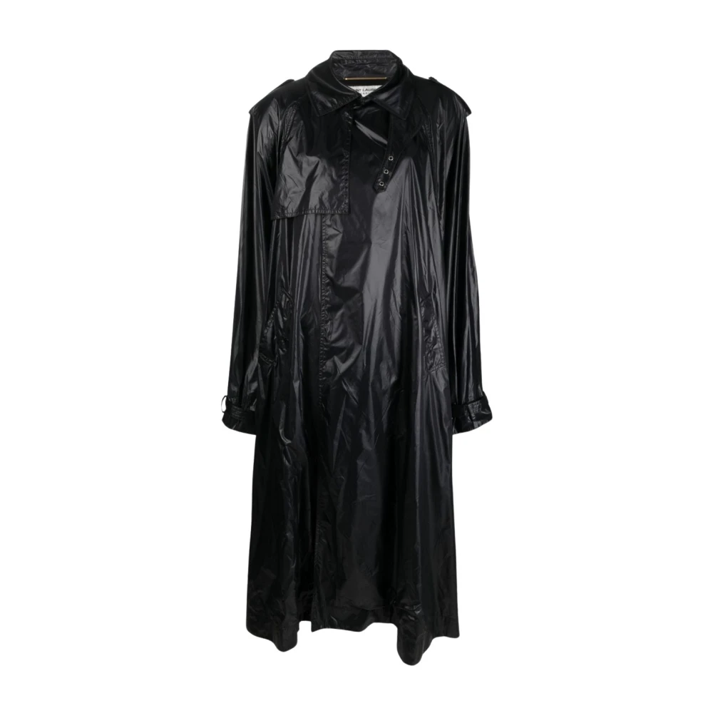 Saint Laurent Black Trench Coats, Female, S, Nylon Trench Coat