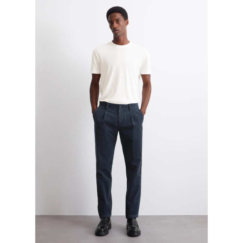 Marc O'Polo Corduroy broek model Osby plooien toelopend Blue Heren