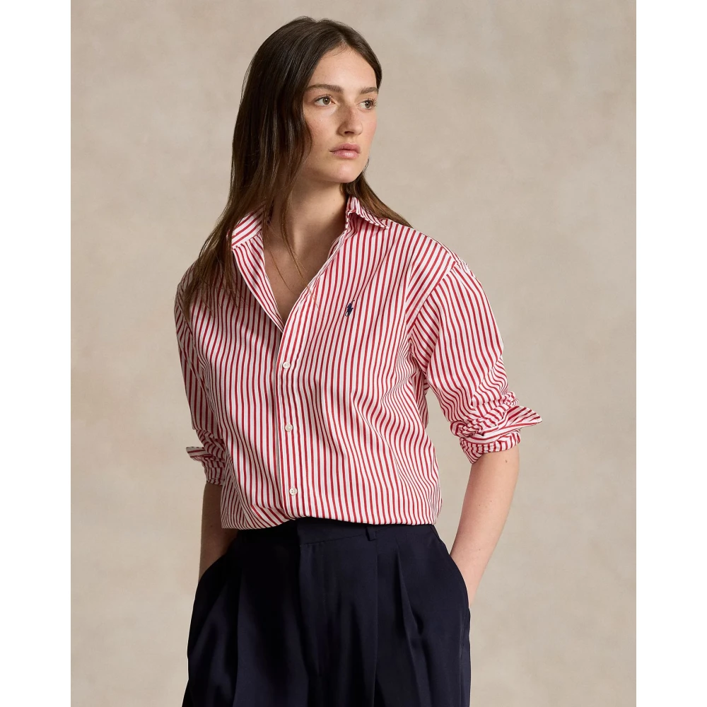 Polo Ralph Lauren Gestreept katoenen overhemd met relaxte pasvorm Red Dames