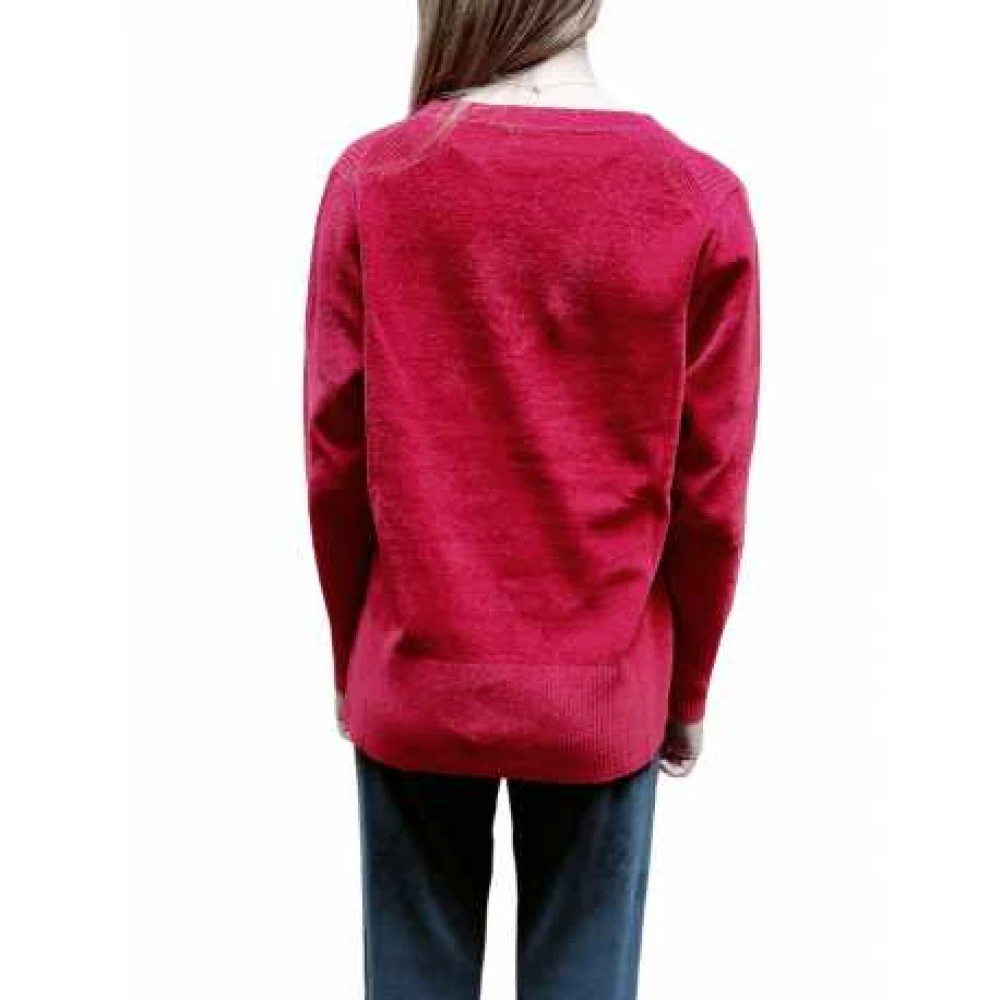 RRD Rode V-hals Chenille Sweater voor Vrouwen Red Dames