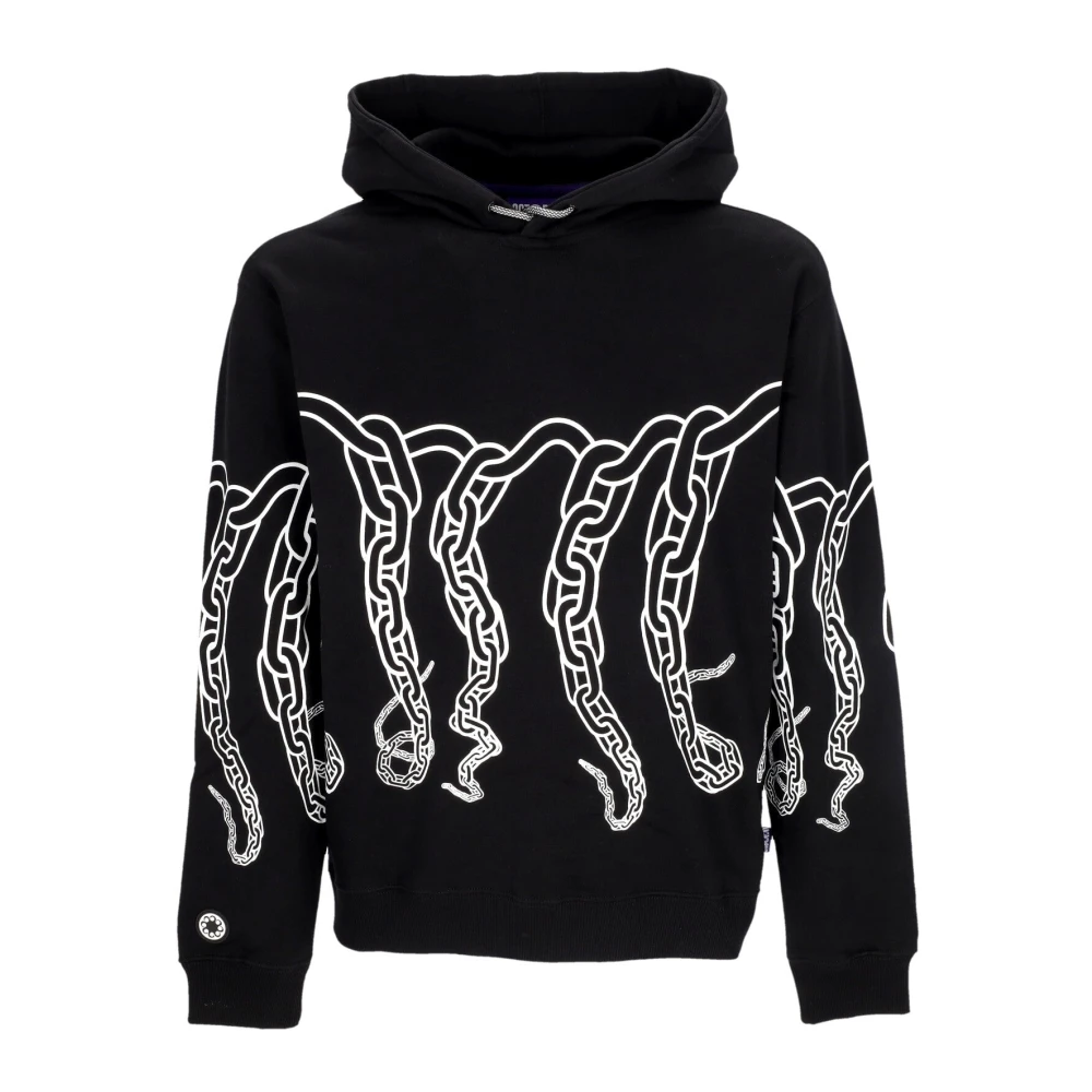Octopus Zwarte Lichtgewicht Hoodie Met Ketting Black Heren