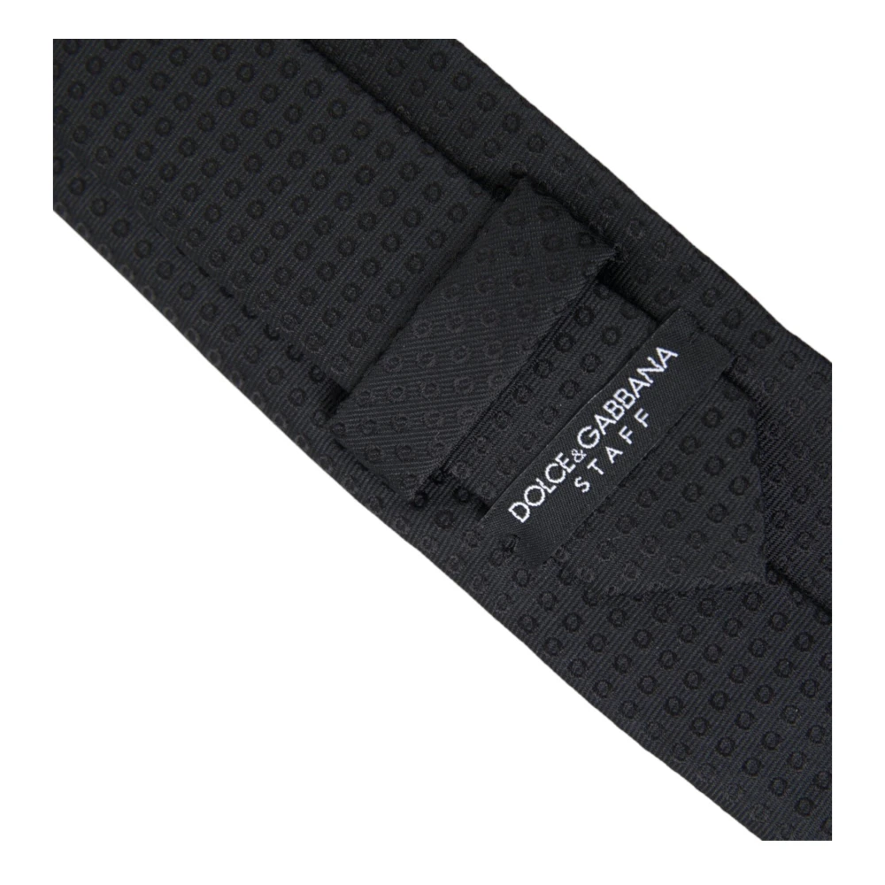 Dolce & Gabbana Staff Patroon Katoenen Stropdas met Gezichtsmasker Black Heren