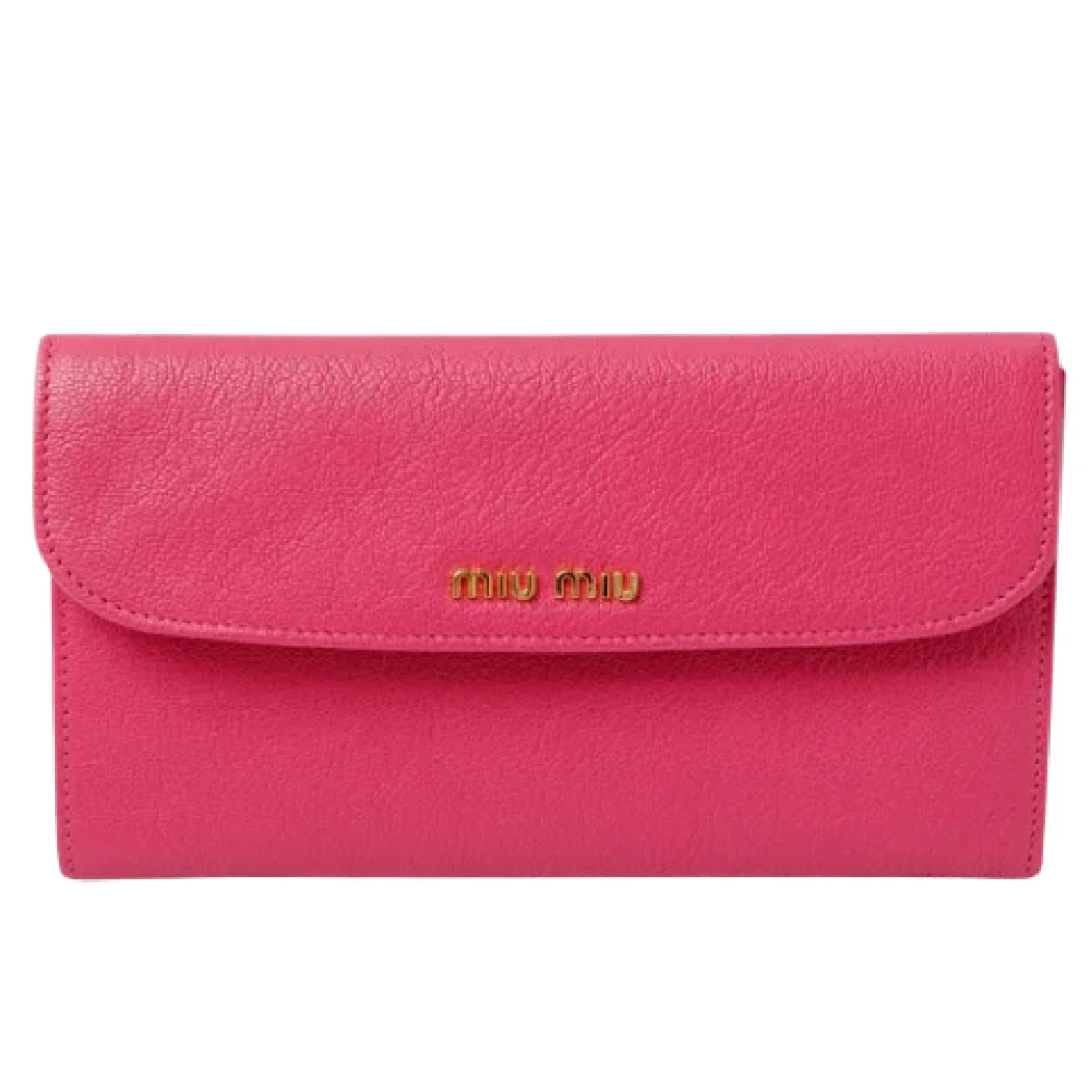 Miu Pre-owned Leather wallets Pink Dames