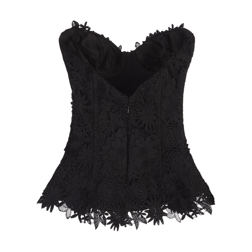 Giuseppe Di Morabito Zwarte Bloemen Macramé Mouwloze Top Black Dames