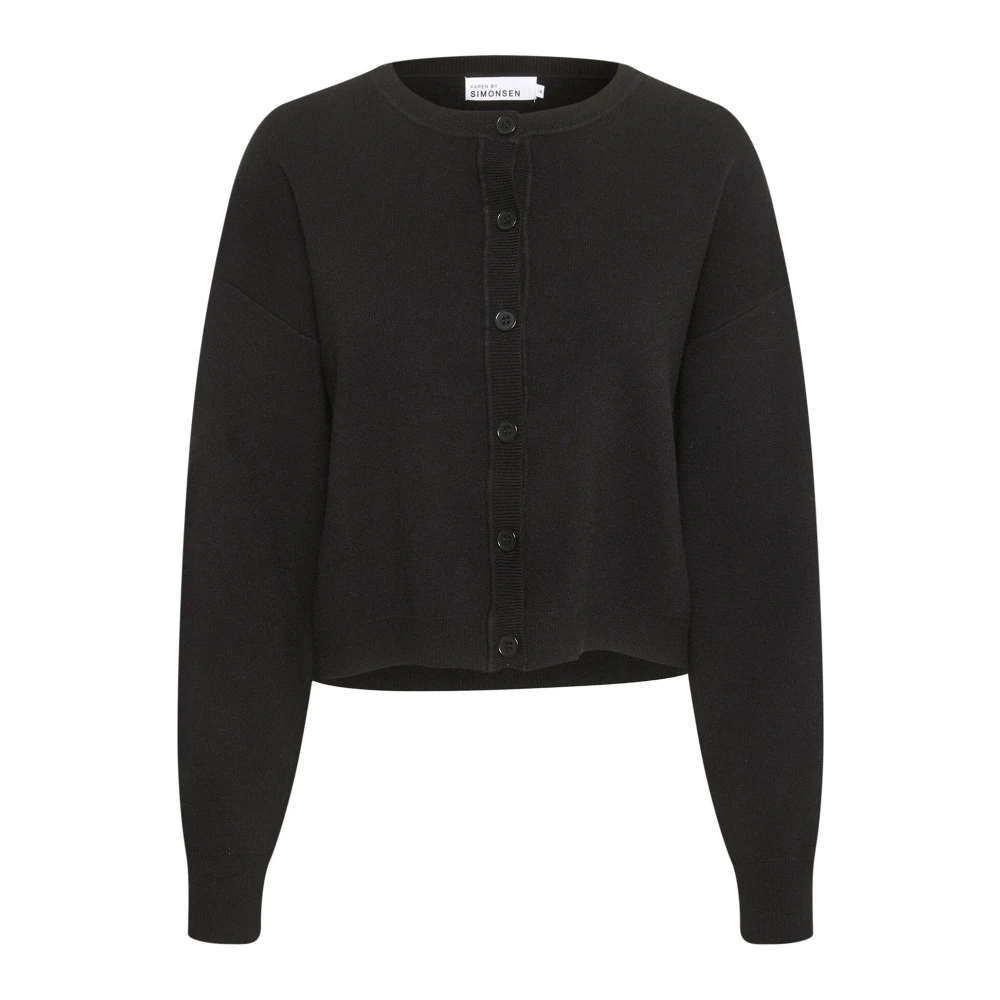 Karen By Simonsen Women's Black Soft Knit Short Cardigan Meteorite - Cardigans - 2XS - Knitwear