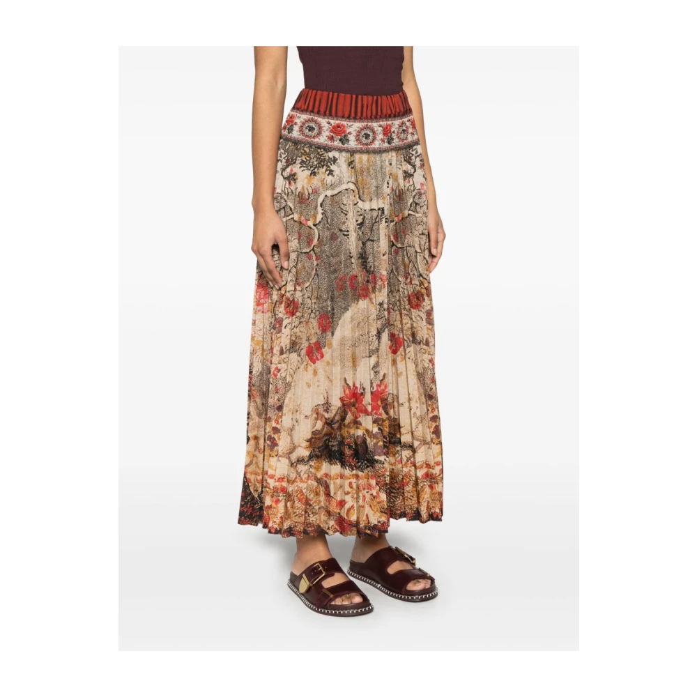 Pierre-Louis Mascia Grafische Print Elastische Taille Bruine Rok Multicolor Dames