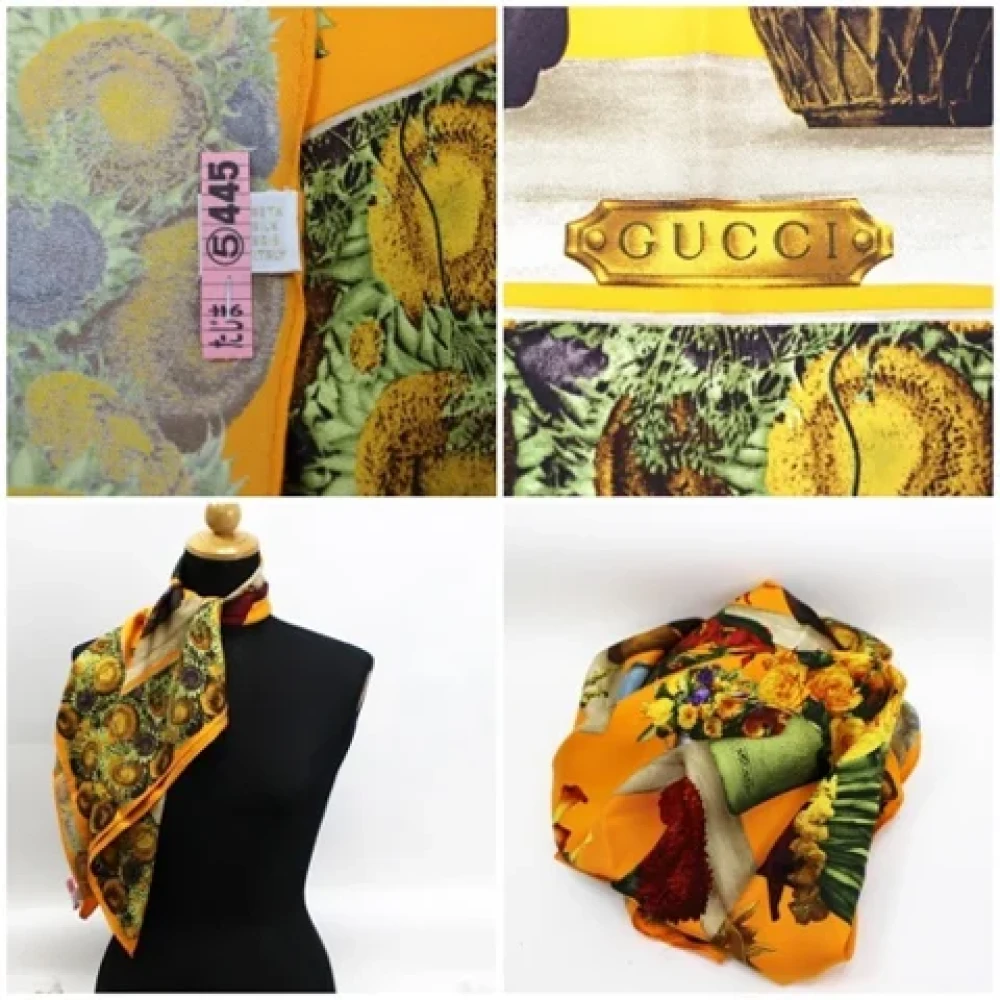 Gucci Vintage Pre-owned Silk scarves Orange Dames