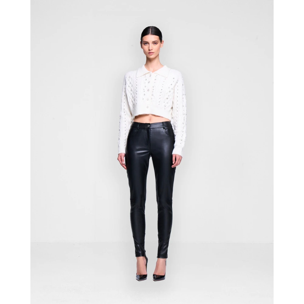 Silvian Heach Broek van imitatieleer Black Dames