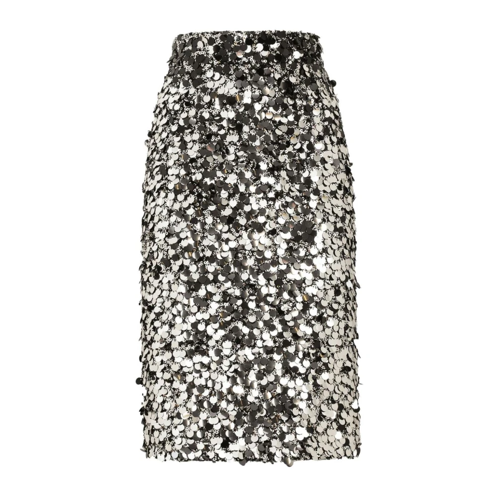 Dolce & Gabbana Donna Grigio Sequin Pencil Skirt
