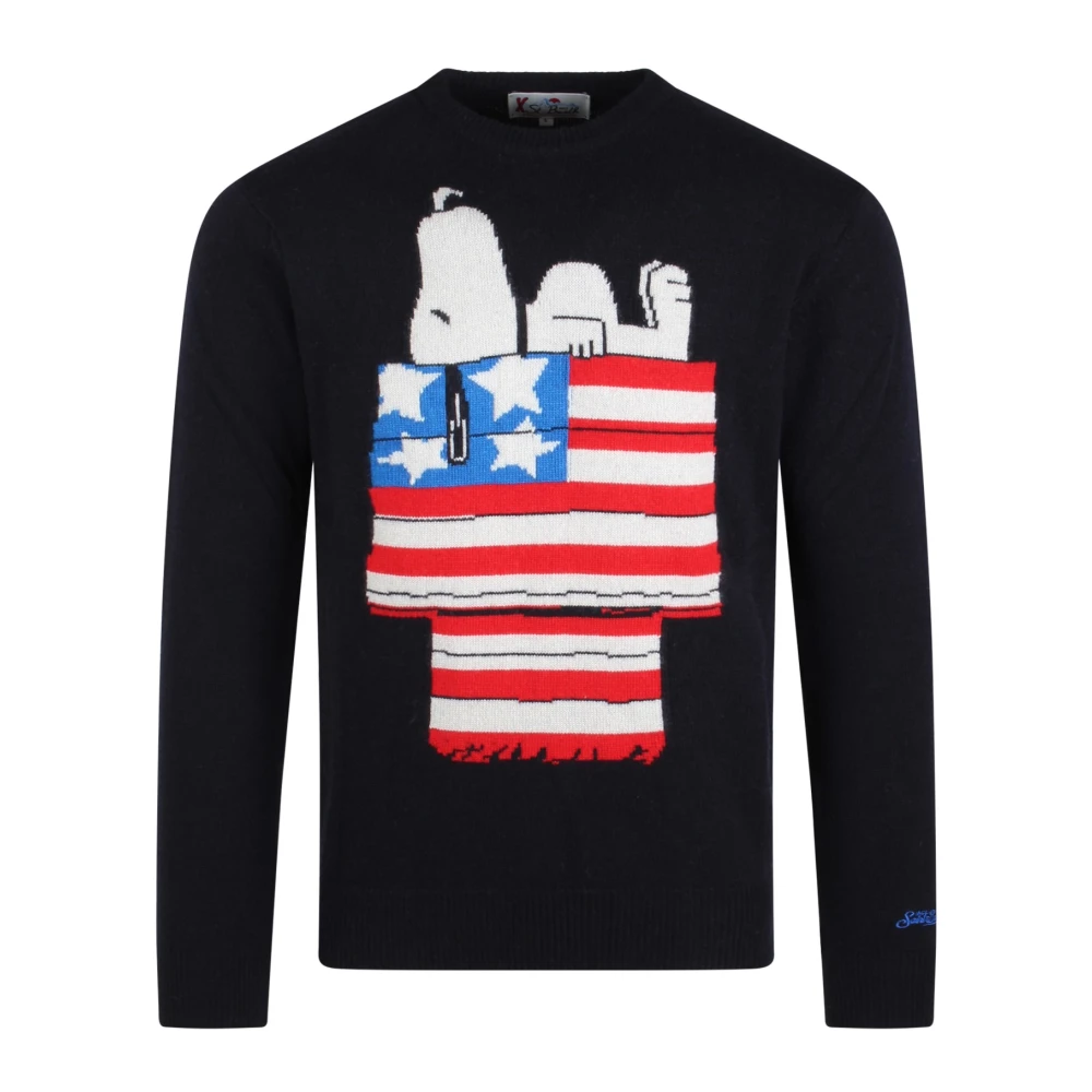 MC2 Saint Barth Snoopy USA 61 Wollen Trui Blue Heren