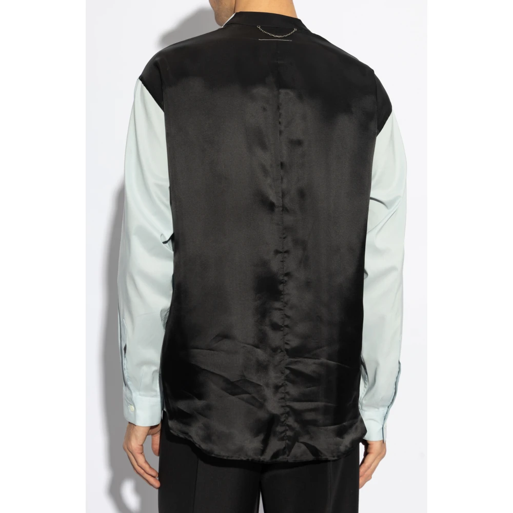 MM6 Maison Margiela Overhemd met Gecombineerde Stoffen Blue Heren