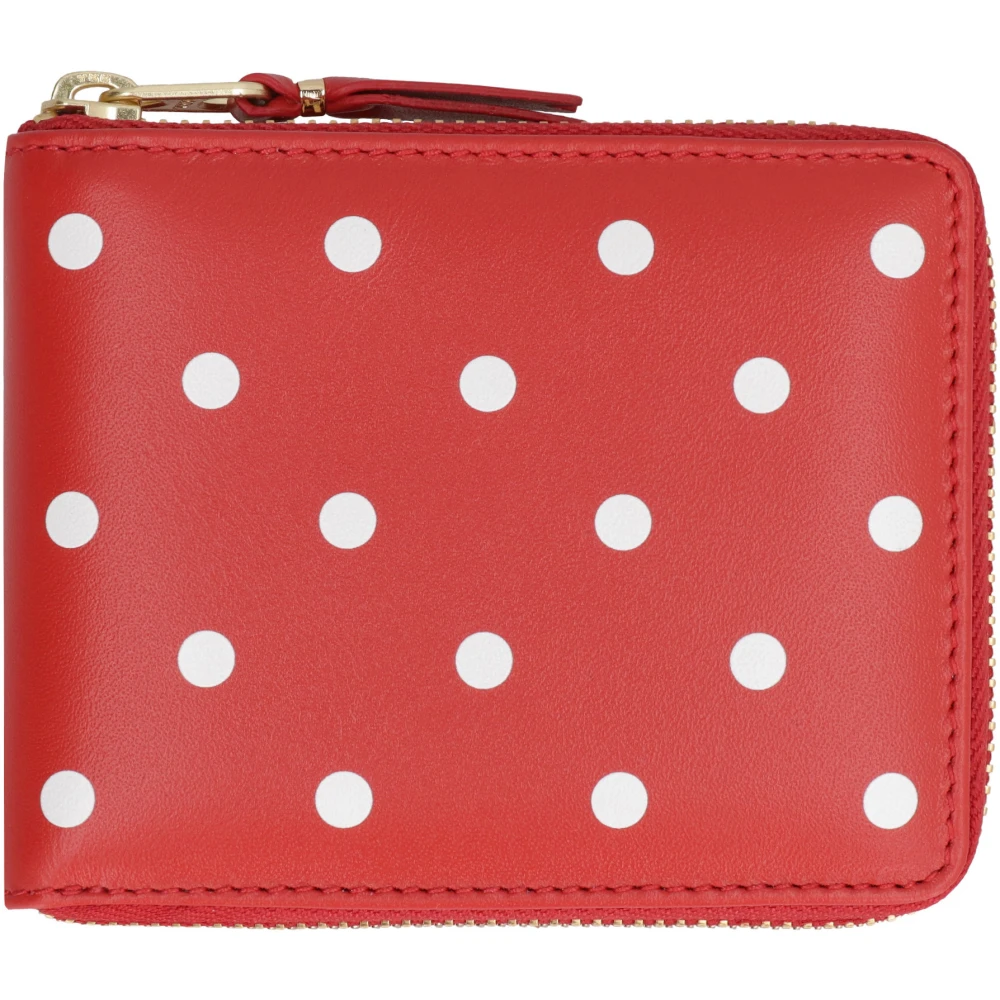 Comme des Garçons Polkadot Leren Portemonnee Red Heren