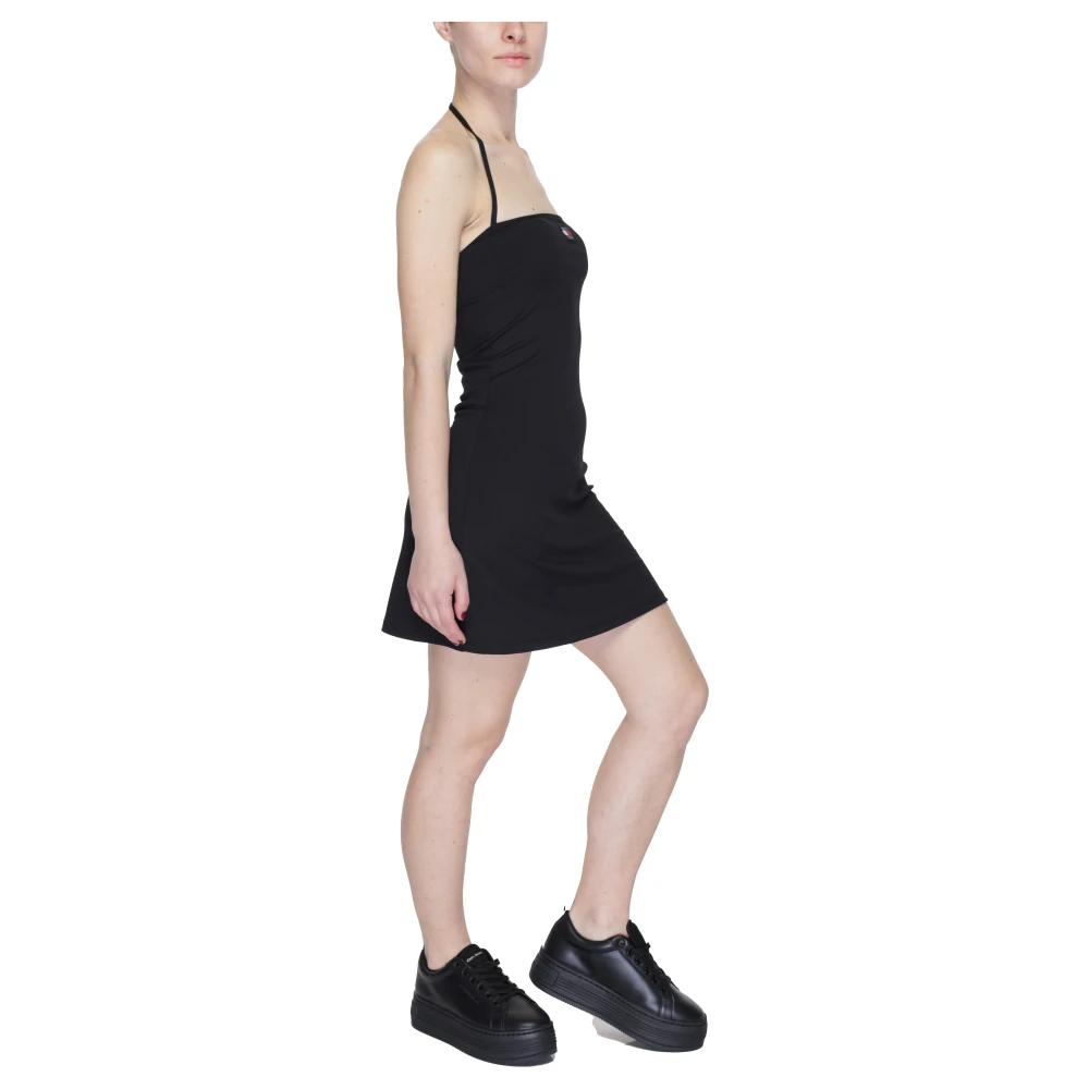 Tommy Jeans Elegante Zwarte Spaghettijurk Black Dames