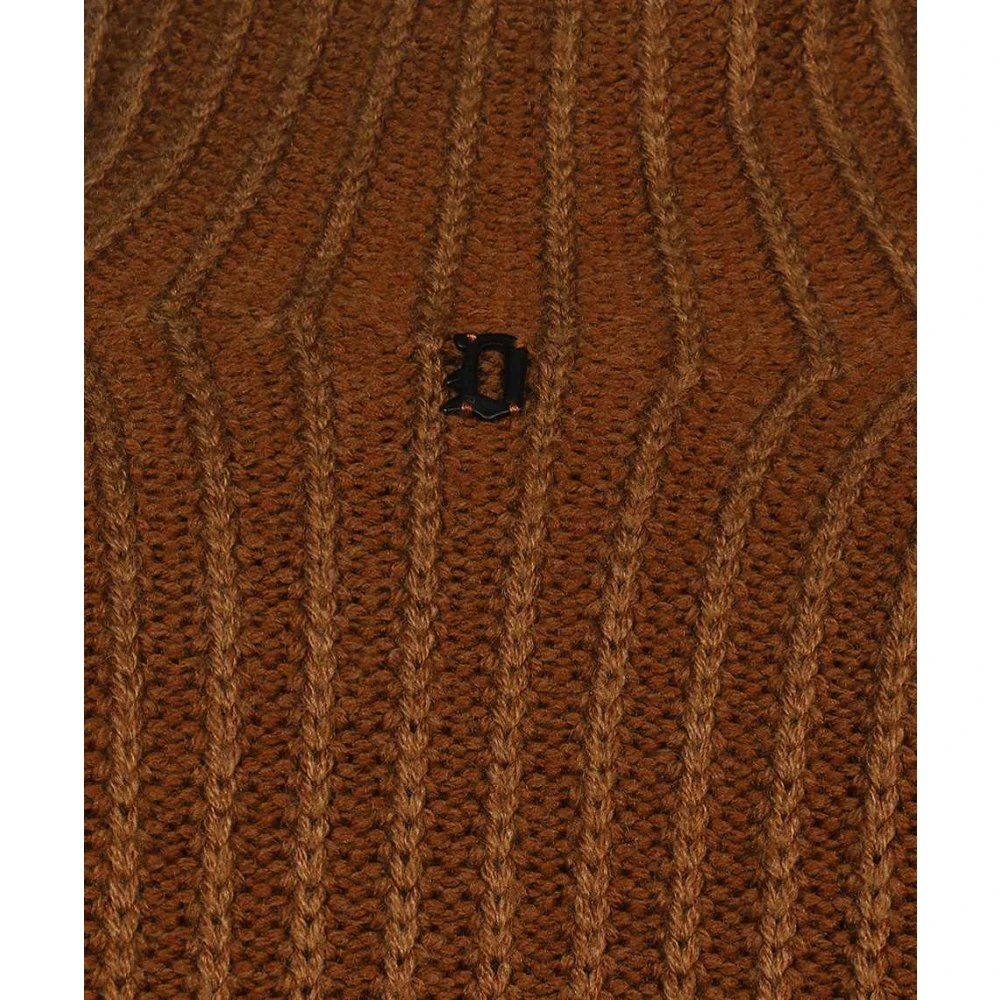 Dondup Geribbelde Wol Turtleneck Sweater Brown Heren